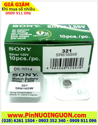 Sony SR616SW _Pin 321; Pin đồng hồ 1.55v Silver Oxide Sony SR616SW _Pin 321 (Loại vỉ 1viên)